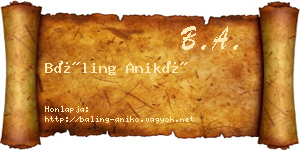 Báling Anikó névjegykártya